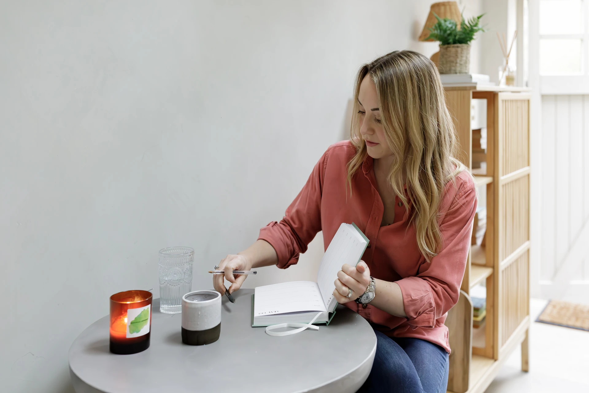 natalie working on her desk